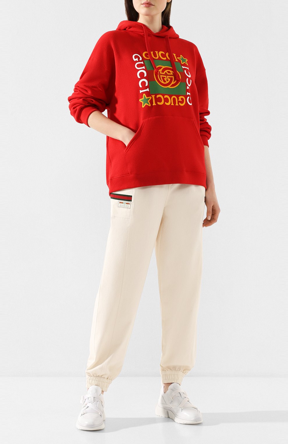 Хлопковое худи GUCCI красного цвета по цене 115500 руб., арт. 605154/XJB8V, фото 2 Хлопковое худи GUCCI, арт. 605154/XJB8V, фото 2