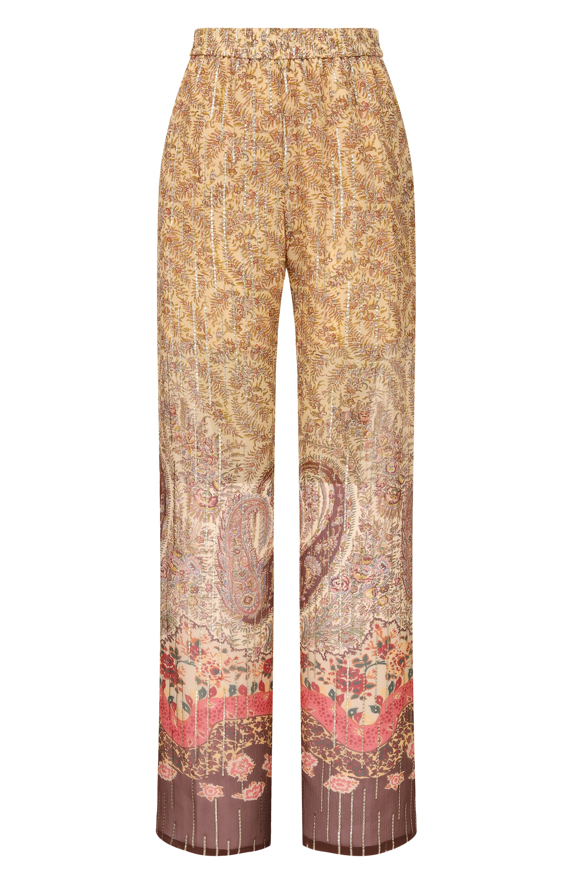 Шелковые брюки VALENTINO бежевого цвета по цене 385500 руб., арт. 8B3RB746/A54, фото 1 Шелковые брюки VALENTINO, арт. 8B3RB746/A54, фото 1