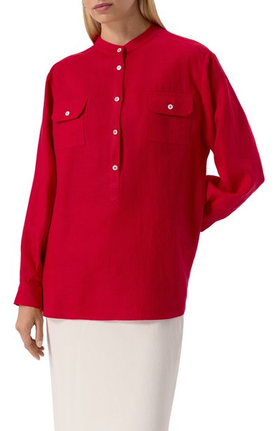 Льняная блузка KITON красного цвета по цене 113000 руб., арт. D55448H0883810, фото 3 Льняная блузка KITON, арт. D55448H0883810, фото 3