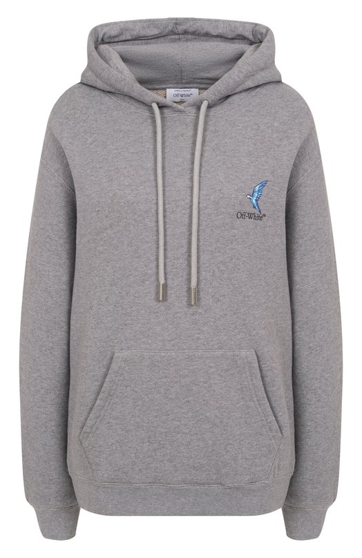 Хлопковое худи Off-White 0WBB064S25FLE002 Серый 0WBB064S25FLE002