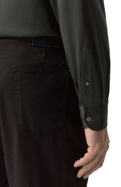 Хлопковая рубашка ZILLI темно-зеленого цвета по цене 131000 руб., арт. ZSSH20M0100V00000_001, фото 5 Хлопковая рубашка ZILLI, арт. ZSSH20M0100V00000_001, фото 5