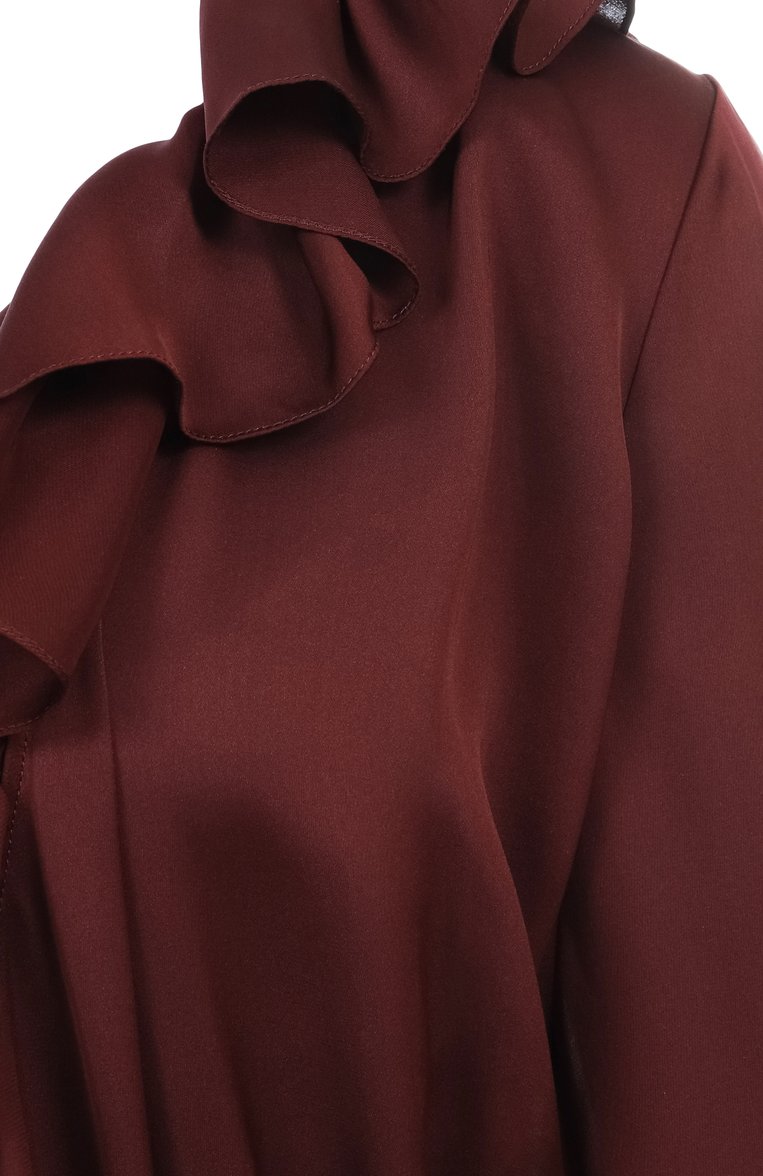 Женское шелковое платье SAINT LAURENT бордового цвета, арт. 814446/Y720W | Фото 6 (Рукава: Длинные; Автоматизация ТО: Проставлено; Материал внешний: Шелк; Длина Ж (юбки, платья, шорты): Макси; Автоматизация состава: Проставлено; Женское Кросс-КТ: Платье-одежда; Случай: Коктейльный; Стили: Кэжуэл)