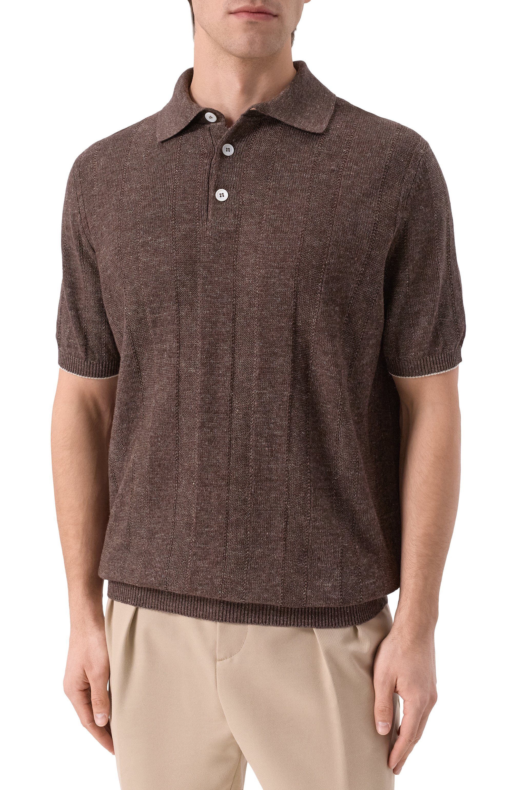 Поло изо льна и хлопка BRUNELLO CUCINELLI, арт. M2L707815, фото 3