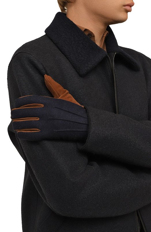 Комбинированные перчатки Corneliani 94Q321-9420594 Синий  94Q321-9420594 Фото 2