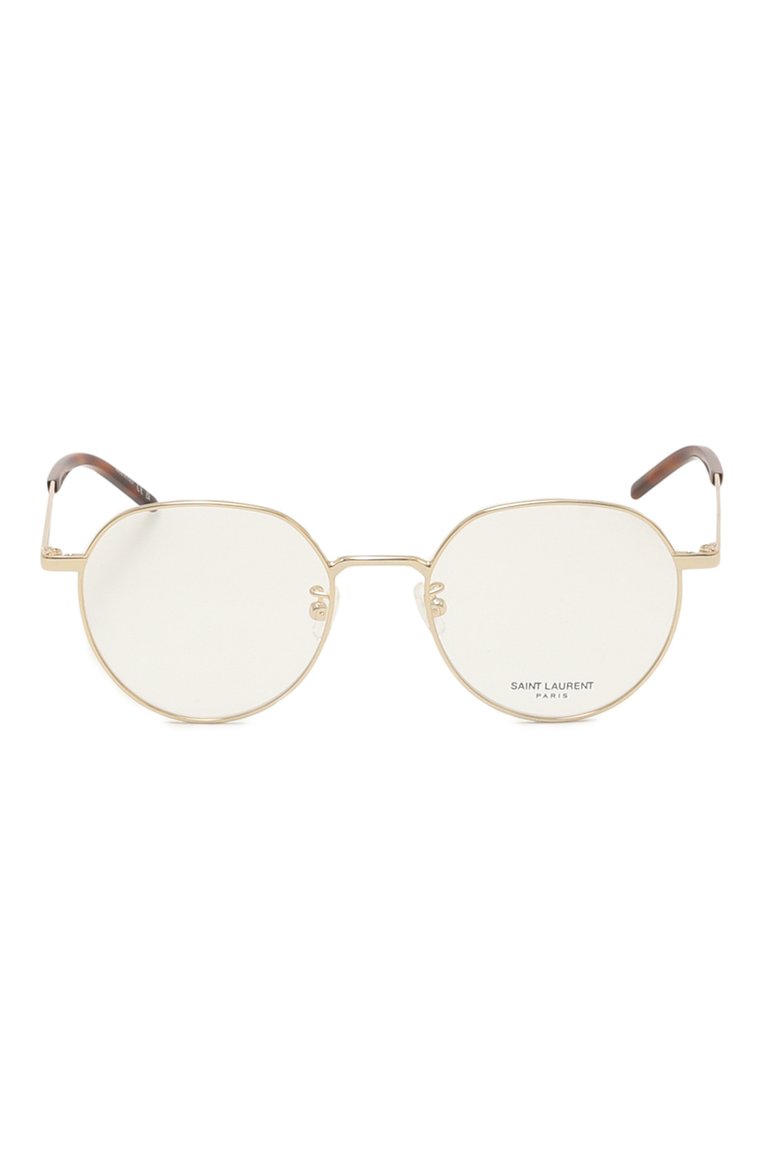 Женские оправа SAINT LAURENT золотого цвета, арт. SL 647/F 003 | Фото 4 (Нос: Не проставлено; Региональные ограничения белый список (Axapta Mercury): Не проставлено; Материал: Металл; Кросс-КТ: Оправы-унисекс; Тип очков: Оправа; Очки форма: Круглые; Оптика Гендер: оптика-унисекс)