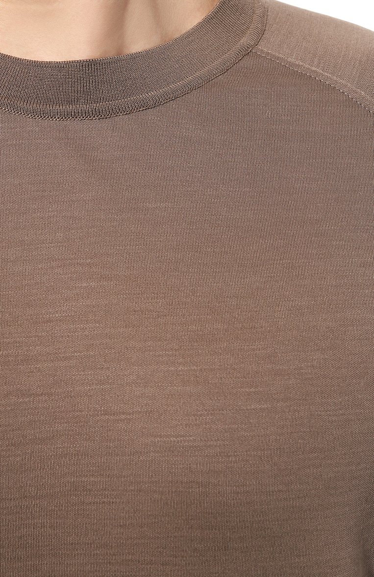 Мужская шерстяная футболка ZEGNA темно-бежевого цвета, арт. UD328A7/DCT706 | Фото 5 (Материал внешний: Шерсть; Длина (для топов): Стандартные; Рукава: Короткие; Стили: Кэжуэл; Принт: Без принта; Мужское Кросс-КТ: Футболка-одежда; Кросс-КТ: Джерси; Автоматизация ТО: Проставлено; Автоматизация состава: Проставлено)