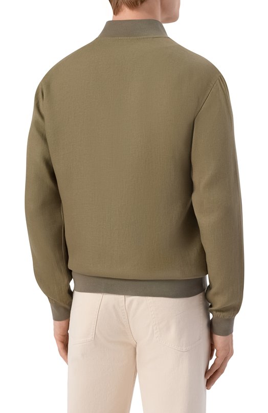Льняной бомбер Kiton UG0001H09690 Хаки  UG0001H09690 Фото 4