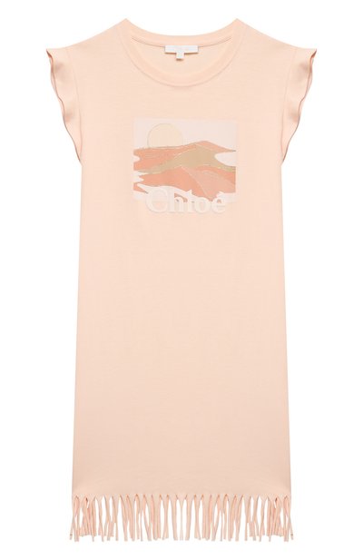 Хлопковое платье CHLOÉ светло-розового цвета по цене 9360 руб., арт. C12812, фото 1 Хлопковое платье CHLOÉ, арт. C12812, фото 1