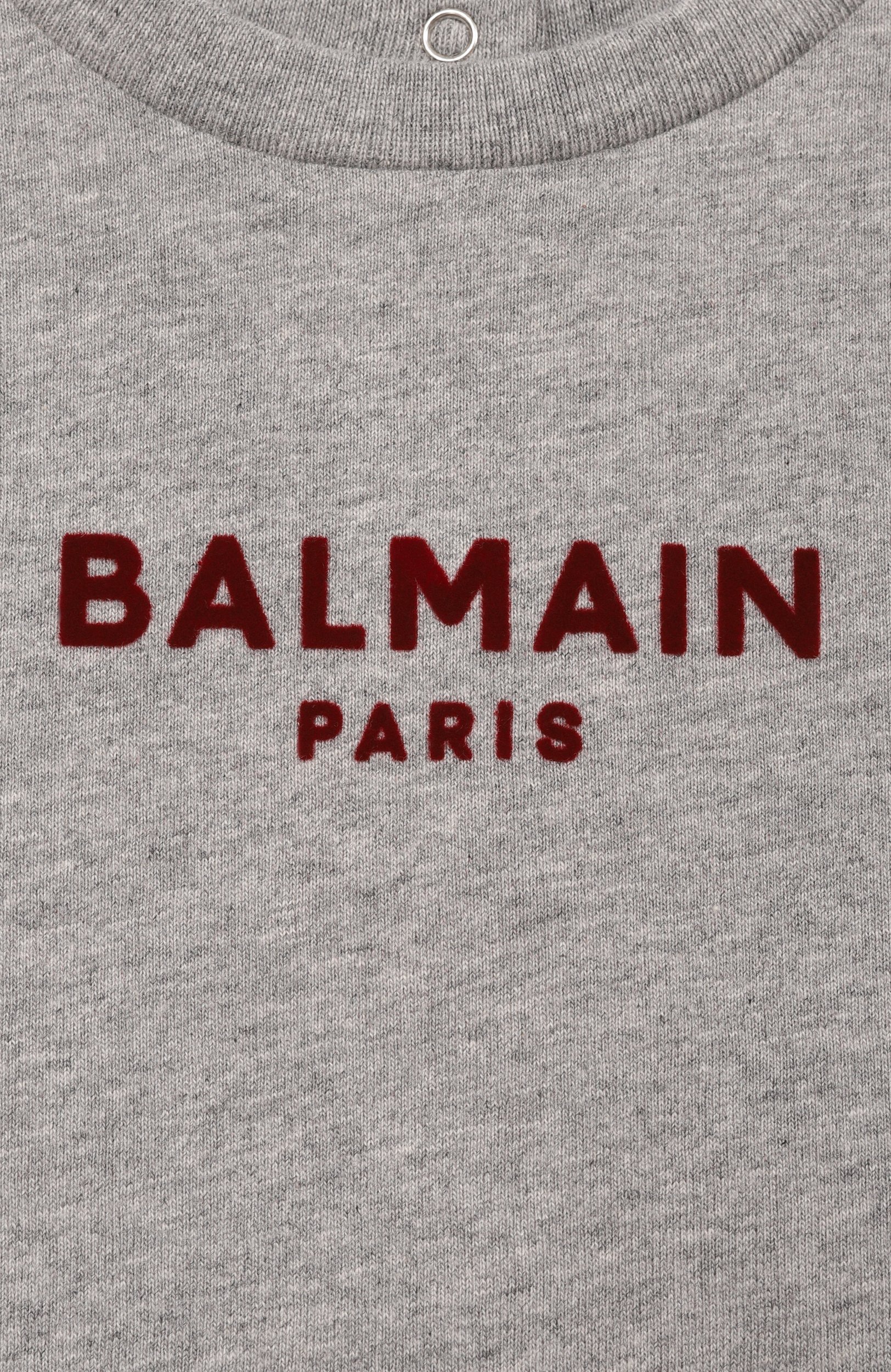 Хлопковая футболка BALMAIN серого цвета по цене 13550 руб., арт. BZ8341, фото 3 Хлопковая футболка BALMAIN, арт. BZ8341, фото 3