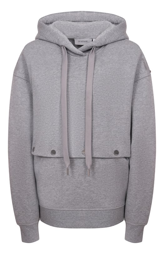 Хлопковое худи Sportmax SAGGI0 Серый SAGGI0