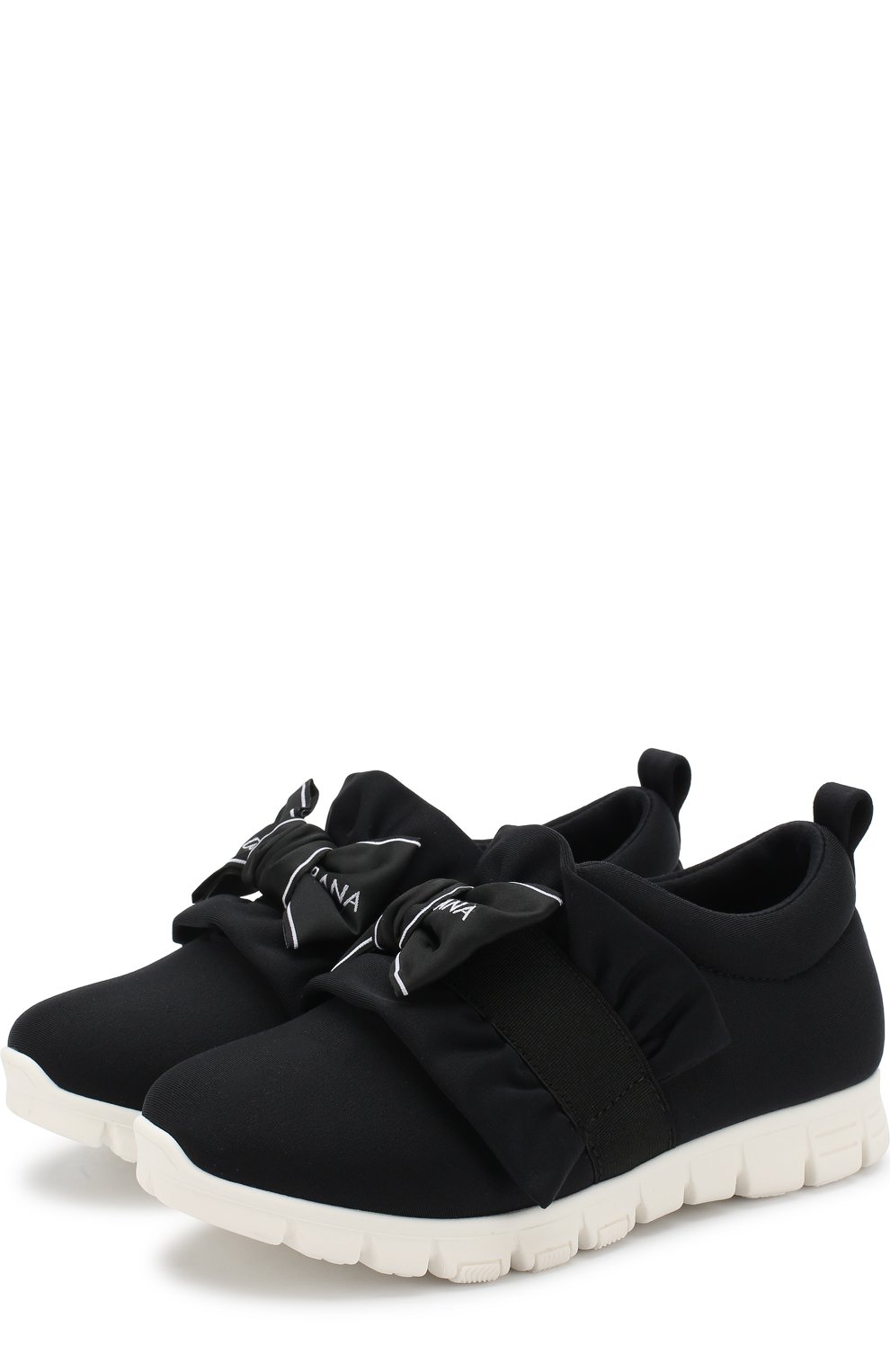 Текстильные кроссовки с эластичной вставкой и бантом DOLCE & GABBANA, арт. D10686/AN625/29-36, фото 1