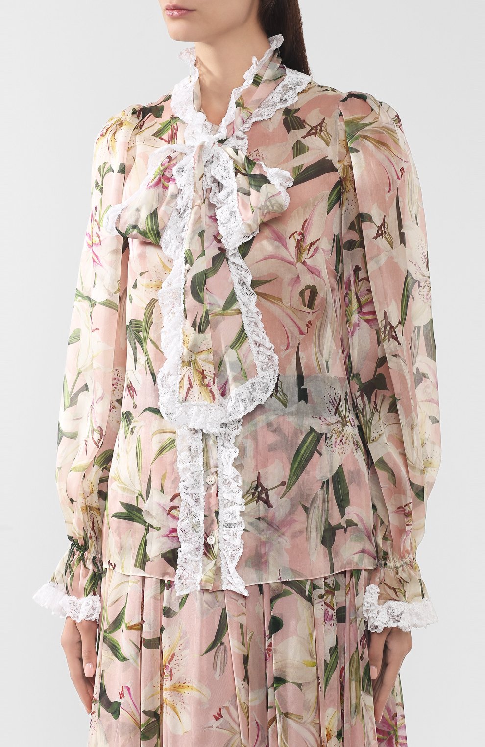 Блузка из смеси шелка и хлопка DOLCE & GABBANA, арт. F5K80T/HS148, фото 3