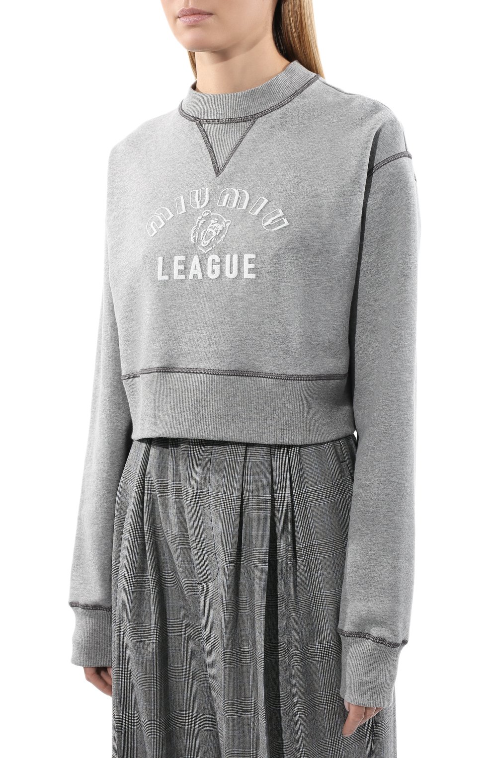 Хлопковый свитшот MIU MIU, арт. MJL779-1Z4H-F0031, фото 3