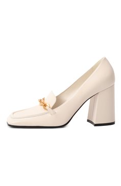 Женские кожаные туфли diamond tilda 85 JIMMY CHOO кремового цвета, арт. DIAM0ND TILDA 85/CLF | Фото 4 (Каблук тип: Устойчивый; Драгоценные камни: Проставлено; Материал внутренний: Натуральная кожа; Материал сплава: Проставлено; Каблук высота: Высокий; Материал внешний: Натуральная кожа; Подошва: Плоская)