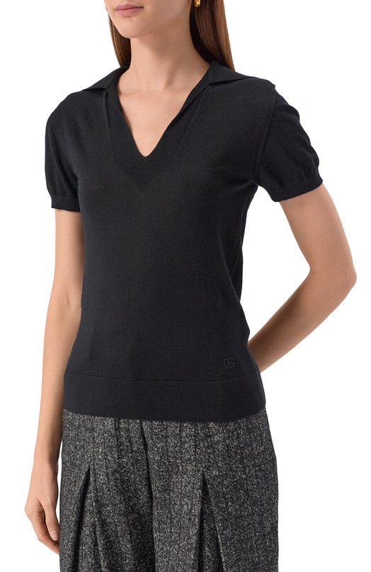 Кашемировое поло Dolce & Gabbana FXZ34Z/JBW0P Чёрный  FXZ34Z/JBW0P Фото 3