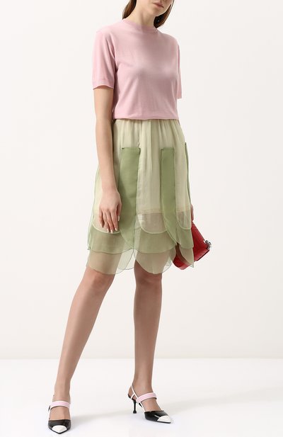 Однотонный вязаный топ с коротким рукавом PRADA, арт. P24V22-J2N-F0384, фото 2