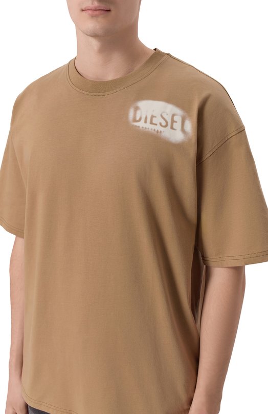 Хлопковая футболка Diesel A19981/0QIAM Коричневый  A19981/0QIAM Фото 5
