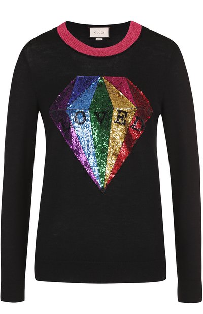 Женский пуловер из смеси кашемира и шелка с пайетками GUCCI, арт. 472443/X5S92