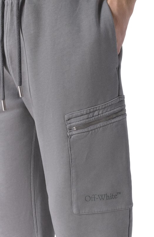 Хлопковые брюки Off-White 0MCH059F25FLE003 Серый  0MCH059F25FLE003 Фото 5
