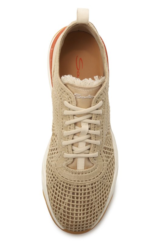 Текстильные кроссовки Santoni WBIG61335BRMTNSN Бежевый  WBIG61335BRMTNSN Фото 6
