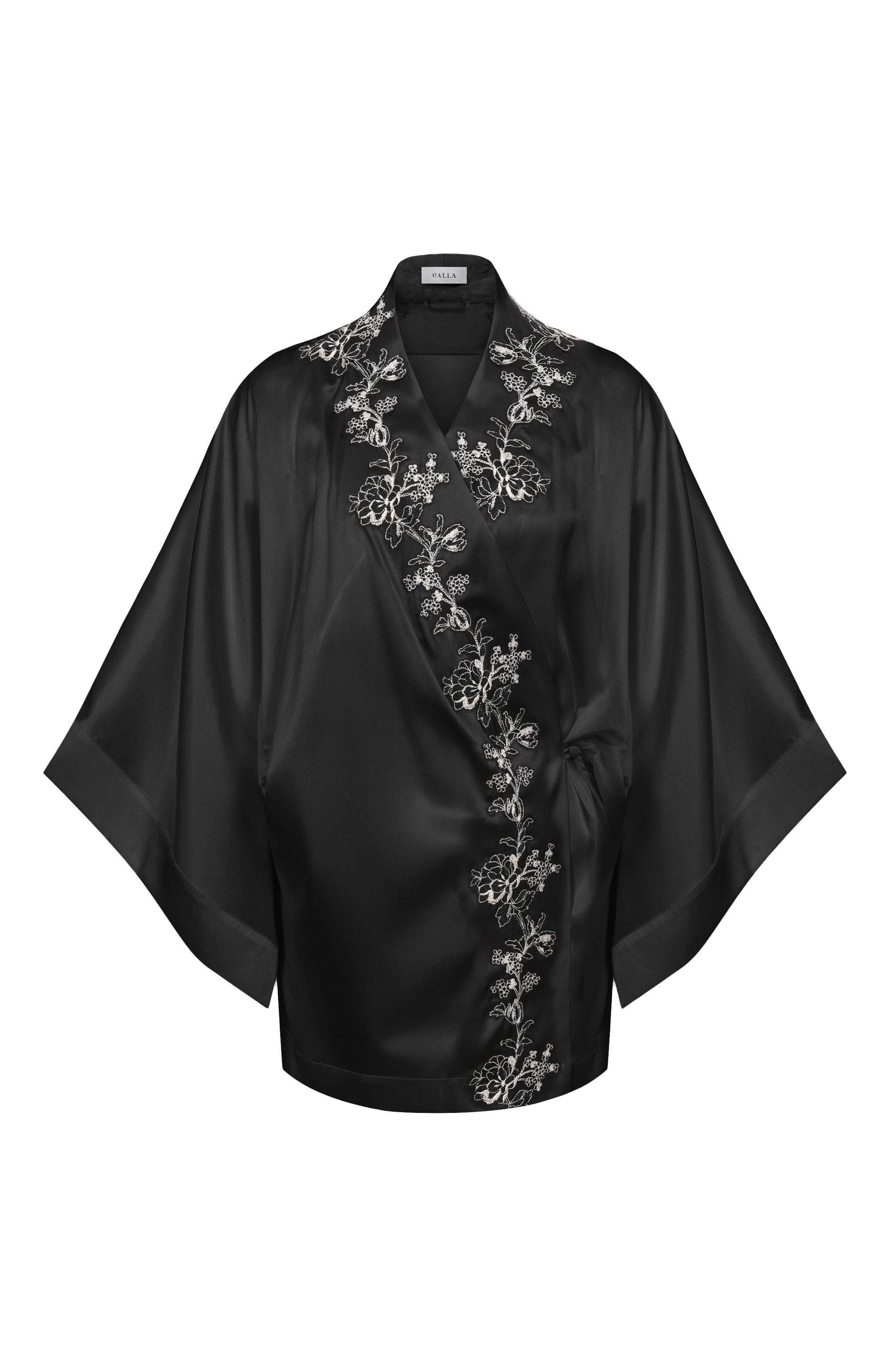 Шелковый халат C.ALLA черного цвета по цене 141000 руб., арт. CA0112 VE-C-R, фото 1 Шелковый халат C.ALLA, арт. CA0112 VE-C-R, фото 1