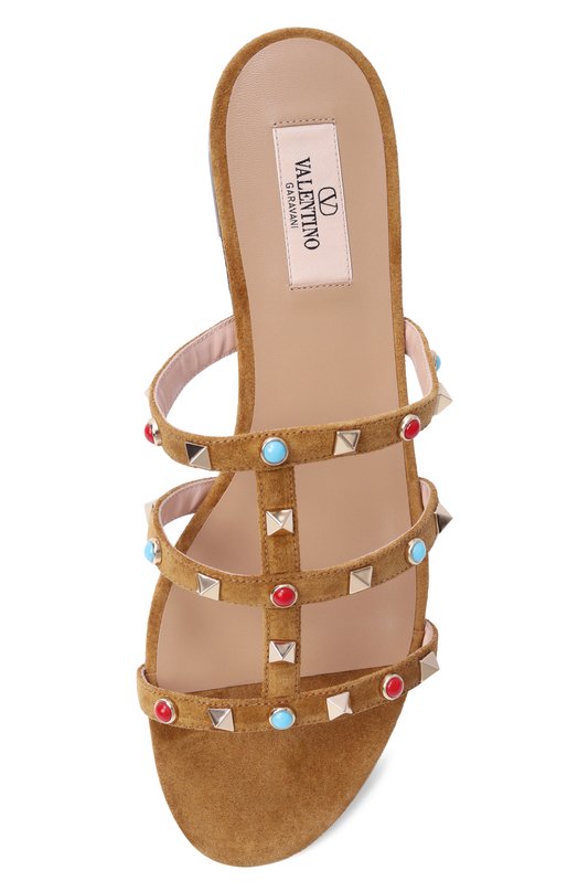 Замшевые шлепанцы Rockstud Valentino 8W2S0C49/JTI Бежевый  8W2S0C49/JTI Фото 6