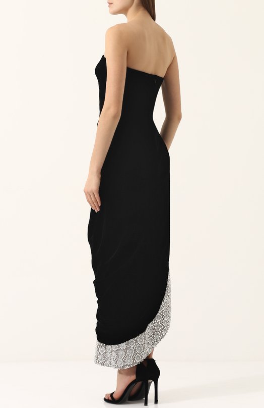 Шелковое платье-бюстье асимметричного кроя Oscar de la Renta Чёрный, фото 4