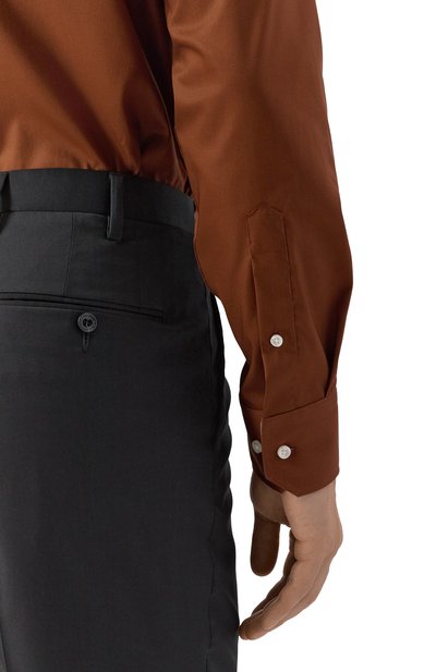 Хлопковая сорочка BOSS коричневого цвета по цене 17950 руб., арт. 50545145, фото 5 Хлопковая сорочка BOSS, арт. 50545145, фото 5