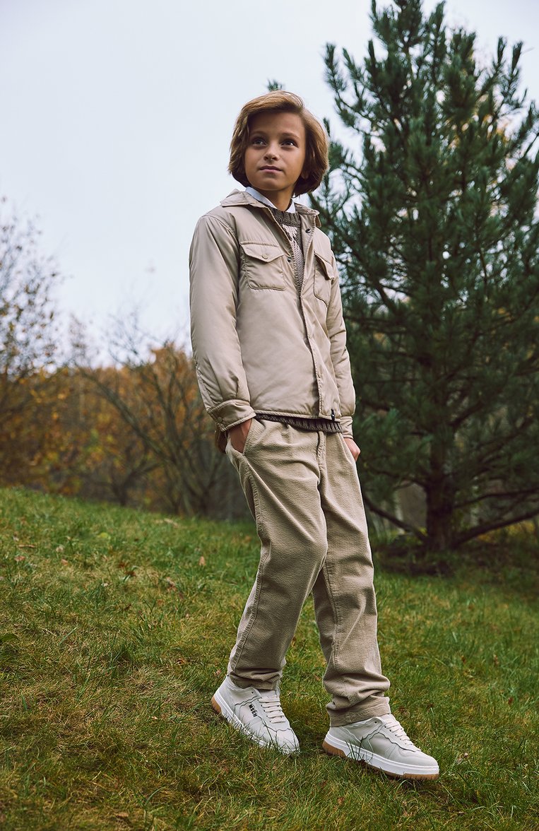 Детские кожаные кеды MSGM KIDS светло-бежевого цвета, арт. 76857/36-40 | Фото 5 (Материал внутренний: Натуральная кожа, Текстиль; Нос: Не проставлено; Мальчики Кросс-КТ: Обувь-низкие; Материал внешний: Натуральная кожа; Автоматизация состава: Проставлено)