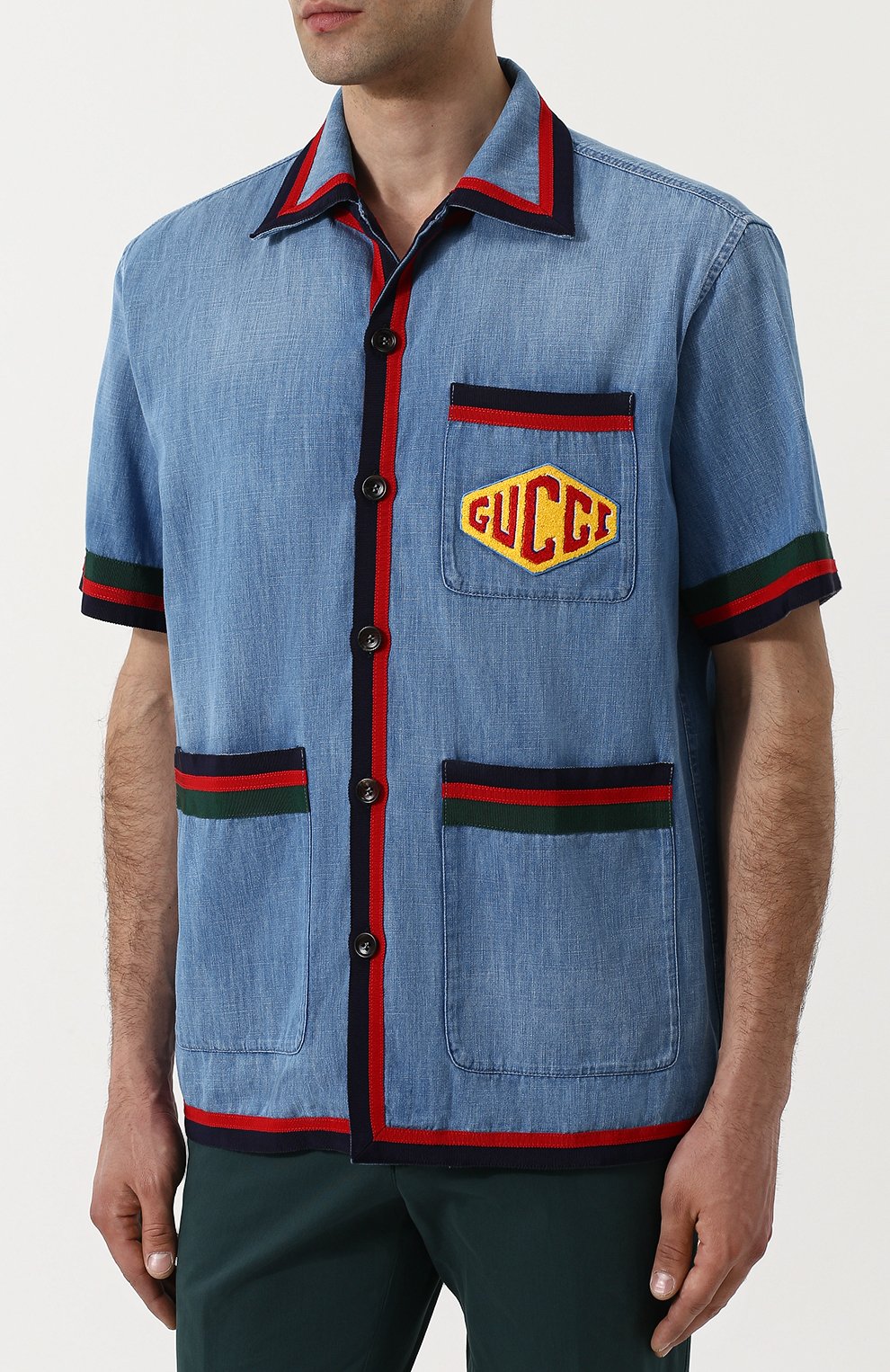 Хлопковая рубашка с контрастной отделкой GUCCI, арт. 519931/XRA78, фото 3