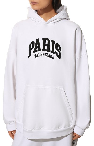 Хлопковое худи BALENCIAGA белого цвета по цене 95400 руб., арт. 675003/TLVL8, фото 3 Хлопковое худи BALENCIAGA, арт. 675003/TLVL8, фото 3
