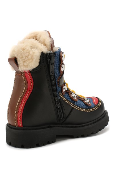 Кожаные ботинки с меховой отделкой DSQUARED2, арт. 62452/18-27, фото 3