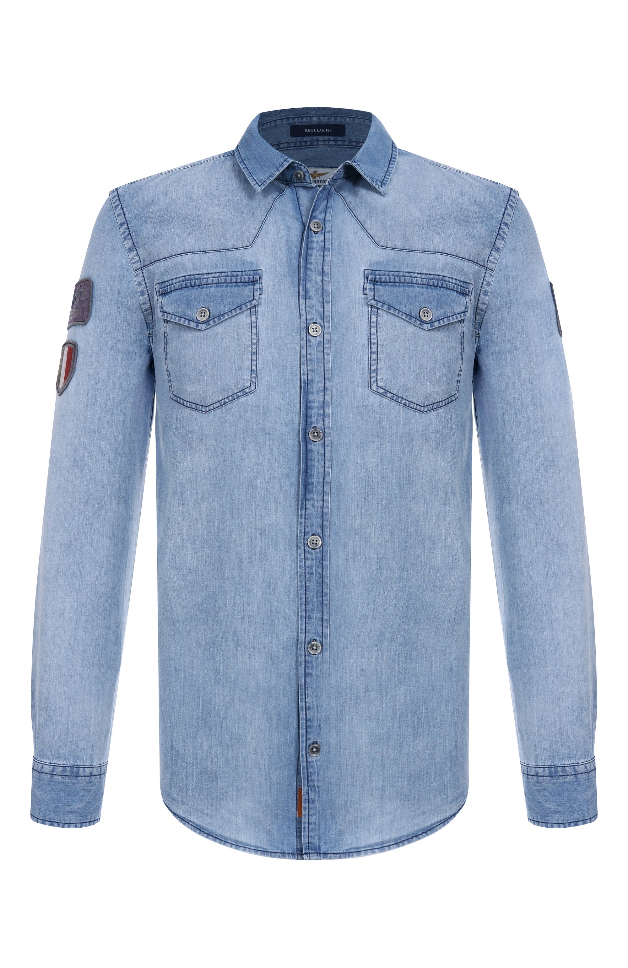 Джинсовая рубашка AERONAUTICA MILITARE голубого цвета по цене 25500 руб., арт. 251CA1281CT3527, фото 1 Джинсовая рубашка AERONAUTICA MILITARE, арт. 251CA1281CT3527, фото 1