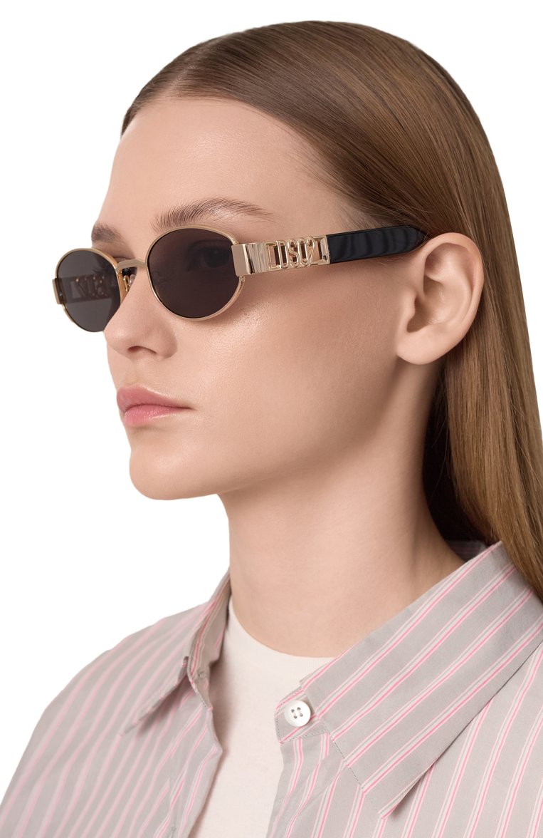 Женские солнцезащитные очки DSQUARED2 черного цвета, арт. D20155 000 | Фото 2 (Региональные ограничения белый список (Axapta Mercury): Не проставлено; Нос: Не проставлено; Тип очков: С/з; Материал: Металл; Оптика Гендер: оптика-женское; Очки форма: Овальные)