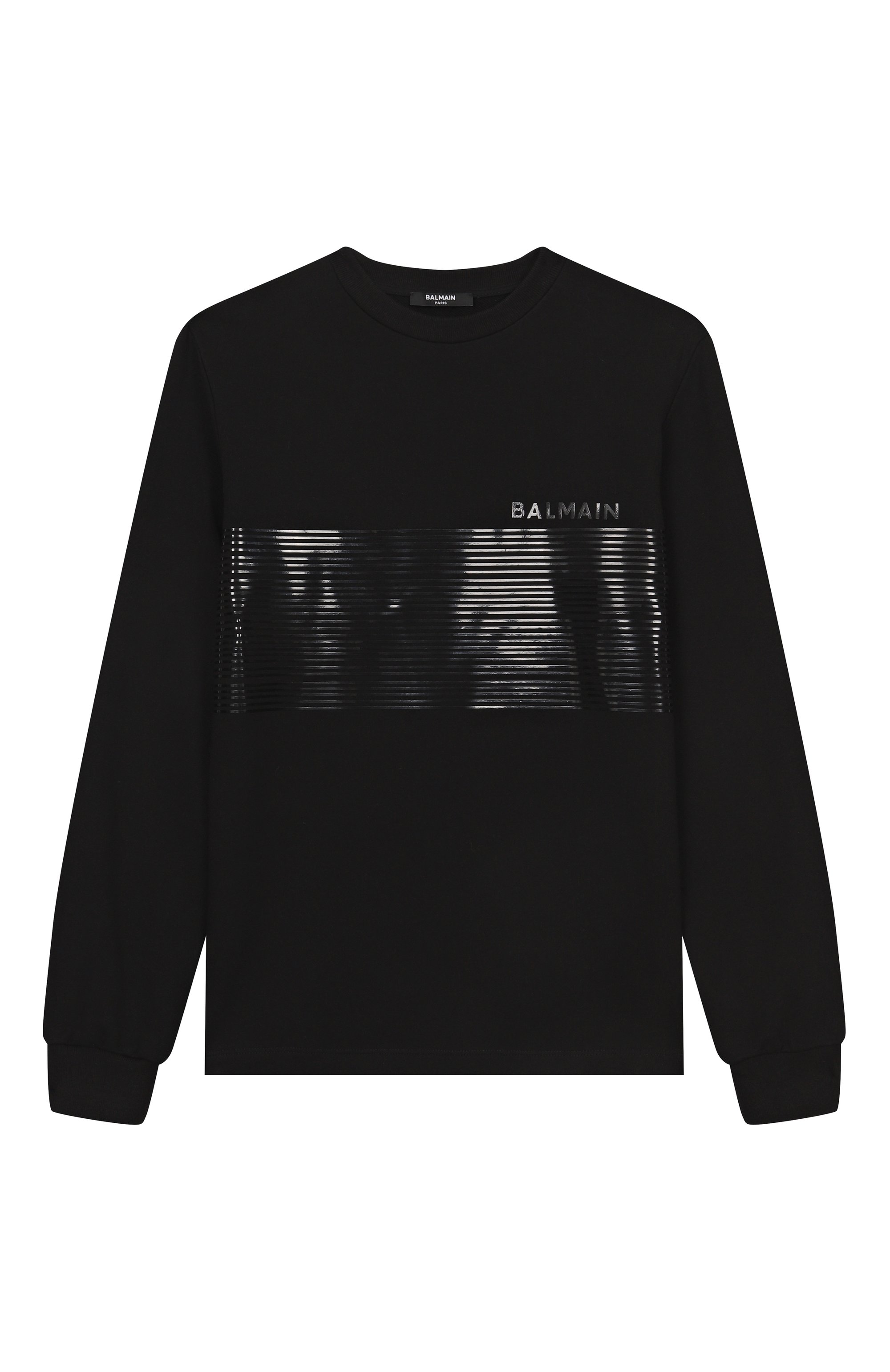 Хлопковый свитшот BALMAIN черного цвета по цене 35100 руб., арт. BX4R50, фото 1 Хлопковый свитшот BALMAIN, арт. BX4R50, фото 1