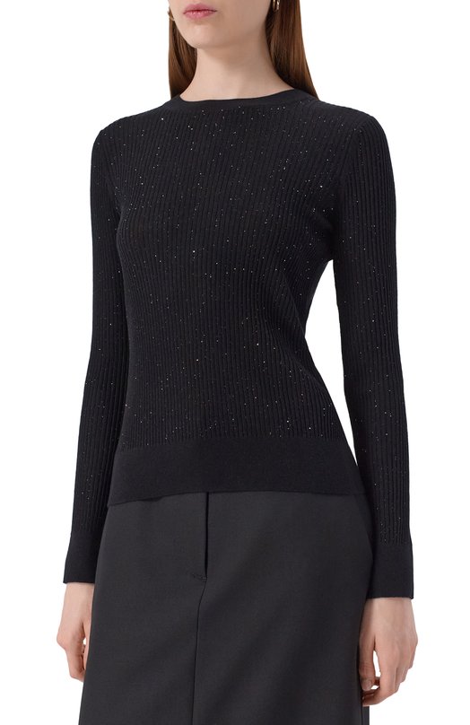 Пуловер из шелка и шерсти Max Mara Studio MARABU Чёрный  MARABU Фото 3