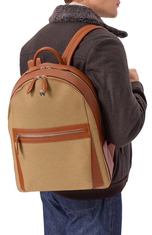 Рюкзак Rubeus Milano BACKPACK BAG MICHELANGEL0/CALFSKIN GRAN PRIX+CANVA Бежевый  BACKPACK BAG MICHELANGEL0/CALFSKIN GRAN PRIX+CANVA Фото 2