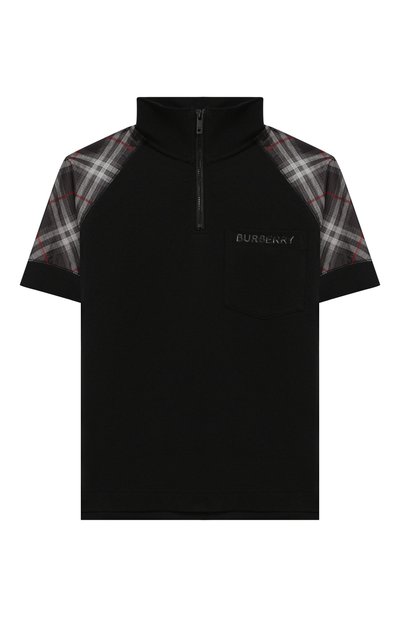 Хлопковая футболка с воротником-стойкой BURBERRY, арт. 8011056, фото 1