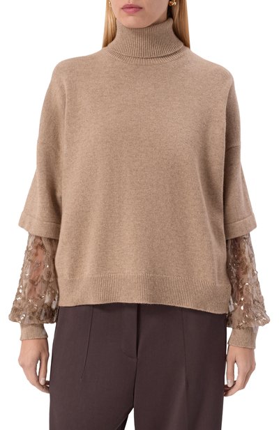 Кашемировый свитер BRUNELLO CUCINELLI бежевого цвета по цене 526500 руб., арт. M12730003, фото 3 Кашемировый свитер BRUNELLO CUCINELLI, арт. M12730003, фото 3