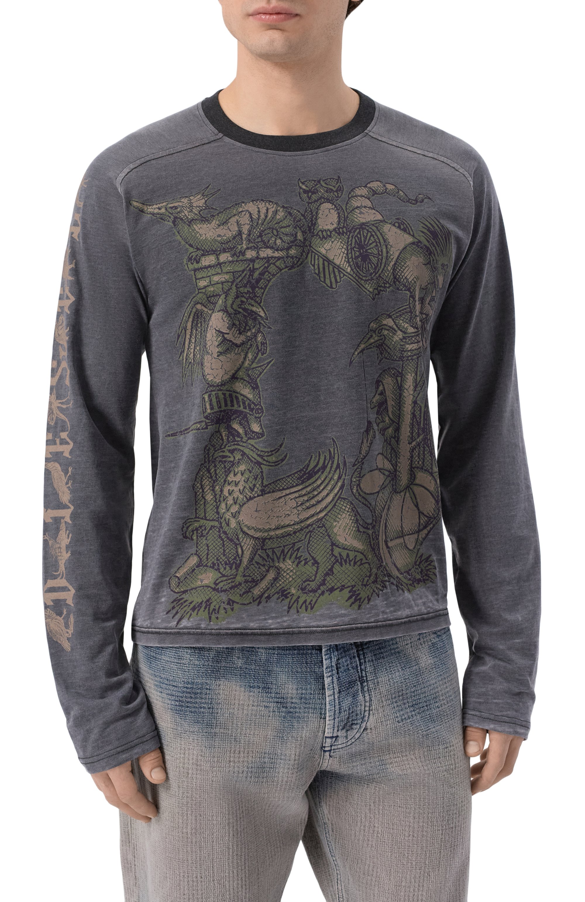 Лонгслив DIESEL темно-серого цвета по цене 25800 руб., арт. A23002/0WECN, фото 3 Лонгслив DIESEL, арт. A23002/0WECN, фото 3