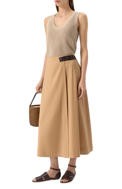 Хлопковая юбка LORENA ANTONIAZZI бежевого цвета по цене 87350 руб., арт. E2541G033A/4818, фото 2 Хлопковая юбка LORENA ANTONIAZZI, арт. E2541G033A/4818, фото 2