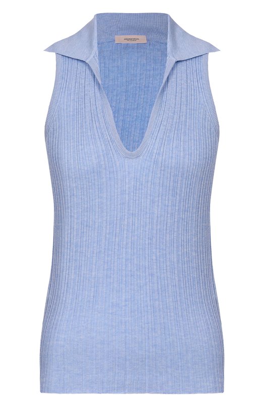 Топ из хлопка и шелка Agnona KT11020E/7Q180PE Голубой KT11020E/7Q180PE