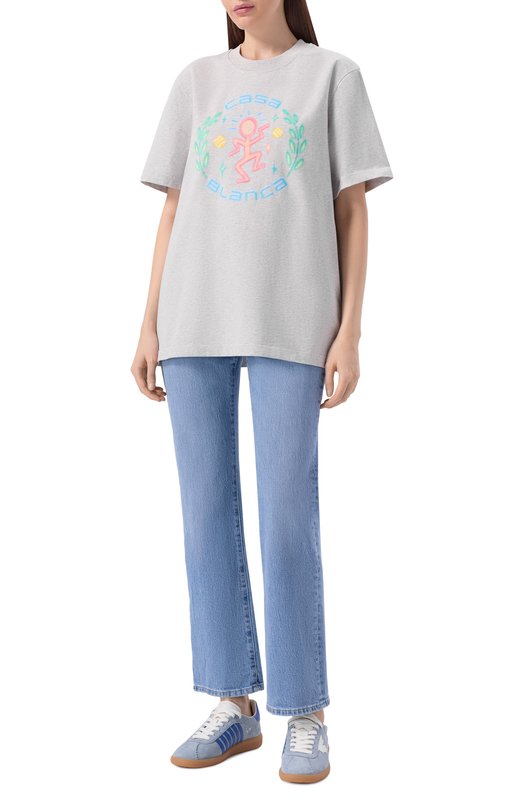 Хлопковая футболка Casablanca M-SP26-JTS-001-02 Серый  M-SP26-JTS-001-02 Фото 2