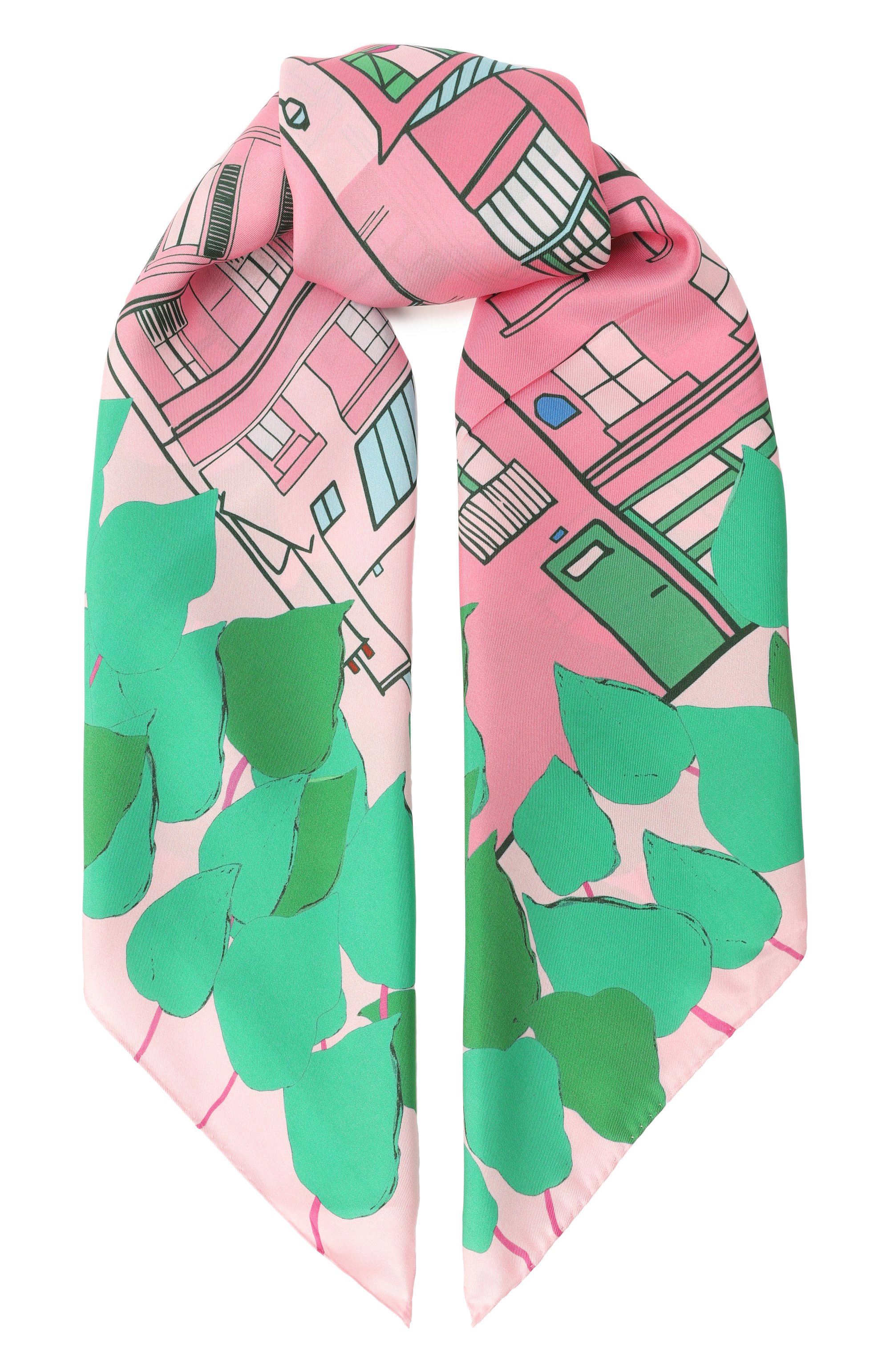 Шелковый платок montmartre PETITJEAN PARIS розового цвета по цене 35000 руб., арт. 7C26, фото 1 Шелковый платок montmartre PETITJEAN PARIS, арт. 7C26, фото 1