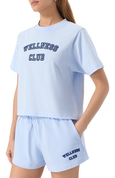 Хлопковая футболка SPORTY AND RICH голубого цвета по цене 9950 руб., арт. T0047602010BL90, фото 3 Хлопковая футболка SPORTY AND RICH, арт. T0047602010BL90, фото 3