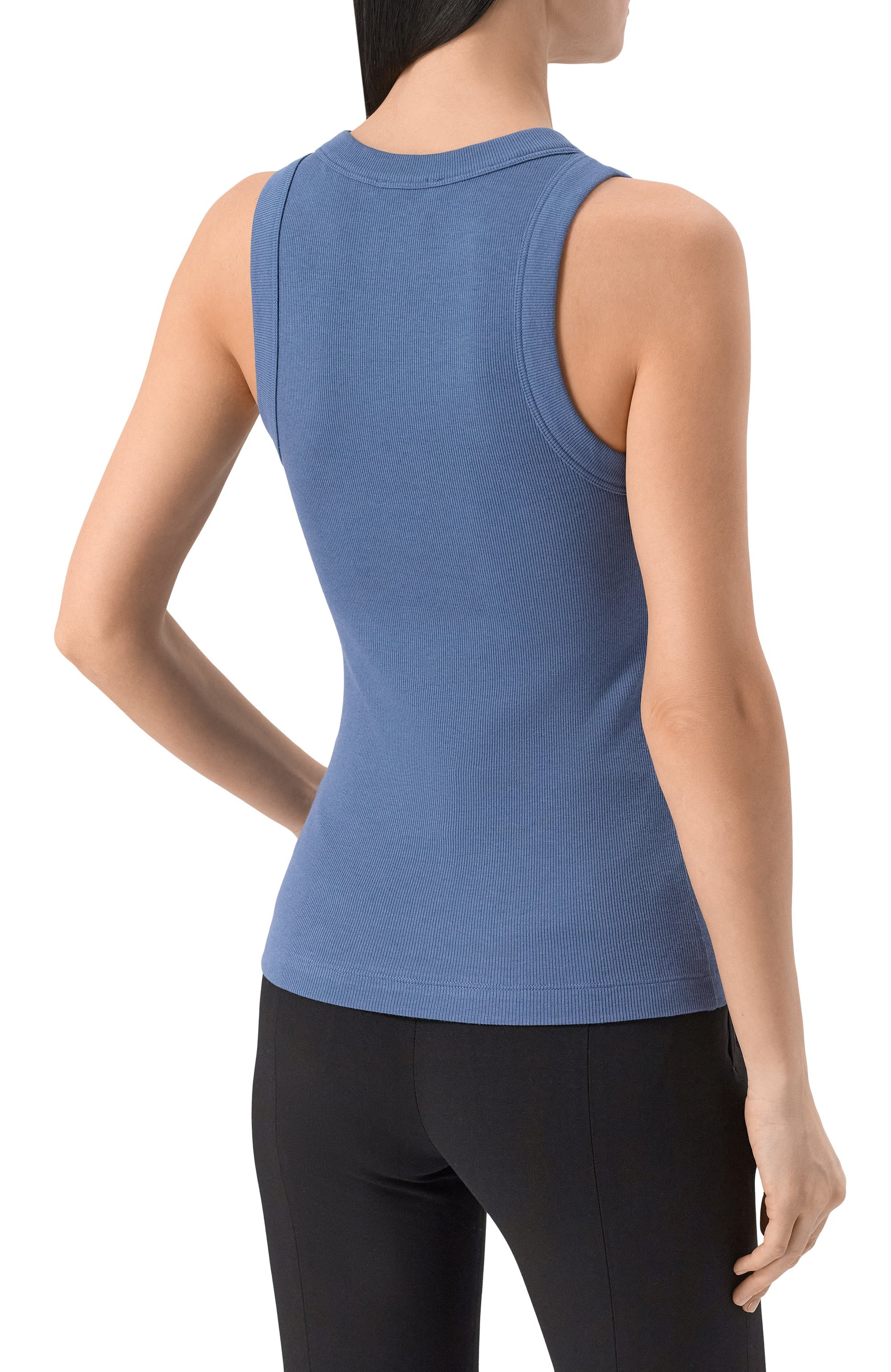 Майка из хлопка и шелка 12 STOREEZ голубого цвета по цене 4800 руб., арт. 136696, фото 4 Майка из хлопка и шелка 12 STOREEZ, арт. 136696, фото 4