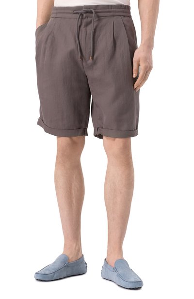 Шорты изо льна и хлопка BRUNELLO CUCINELLI, арт. MH255U0020, фото 3