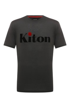 Мужская хлопковая футболка KITON темно-серого цвета, арт. UMK0490 | Фото 1 (Рукава: Короткие; Длина (для топов): Стандартные; Принт: С принтом; Материал сплава: Проставлено; Материал внешний: Хлопок; Драгоценные камни: Проставлено; Стили: Кэжуэл)