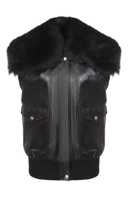 Женский кожаный жилет с воротником из овчины DOLCE & GABBANA, арт. F9T18L/GDDD4