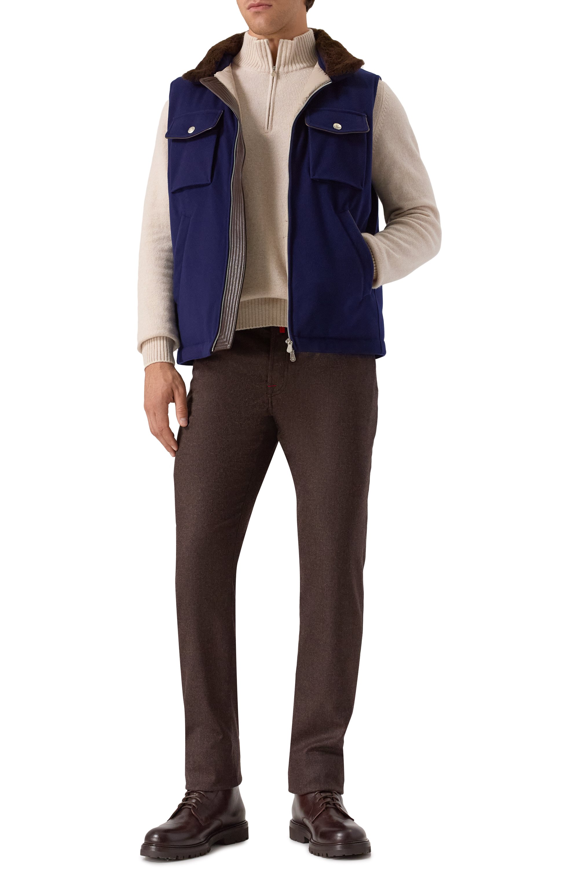 Пуховый жилет с отделкой из овчины BRUNELLO CUCINELLI, арт. MM4701646, фото 2